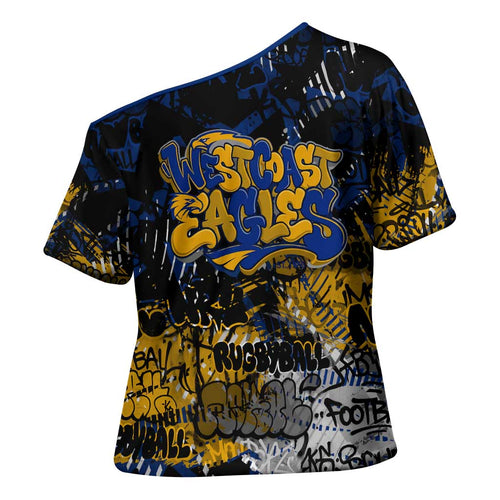 West Coast Eagles Cross Shoulder Shirt Urban Graffiti Street Art - Bold Abstract Spray Paint