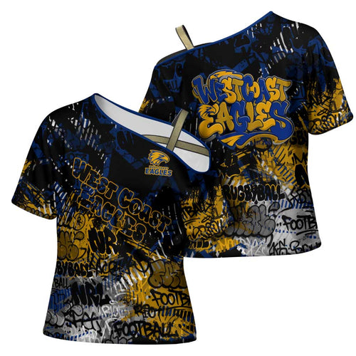 West Coast Eagles Cross Shoulder Shirt Urban Graffiti Street Art - Bold Abstract Spray Paint