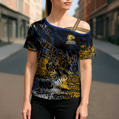 West Coast Eagles Cross Shoulder Shirt Urban Graffiti Street Art - Bold Abstract Spray Paint