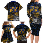 West Coast Eagles Family Matching Long Sleeve Bodycon Dress and Hawaiian Shirt Urban Graffiti Street Art - Bold Abstract Spray Paint