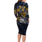 West Coast Eagles Family Matching Long Sleeve Bodycon Dress and Hawaiian Shirt Urban Graffiti Street Art - Bold Abstract Spray Paint