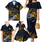 West Coast Eagles Family Matching Mermaid Dress and Hawaiian Shirt Urban Graffiti Street Art - Bold Abstract Spray Paint