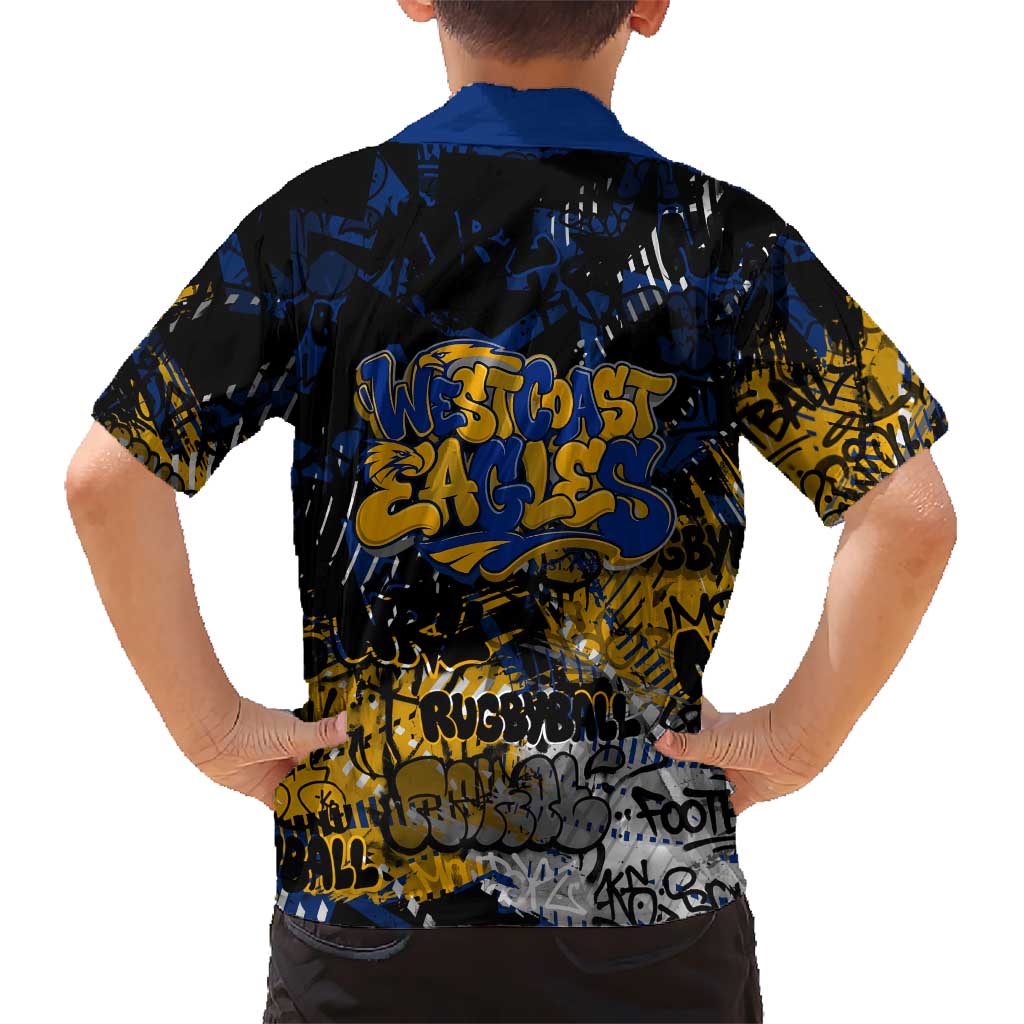 West Coast Eagles Family Matching Off The Shoulder Long Sleeve Dress and Hawaiian Shirt Urban Graffiti Street Art - Bold Abstract Spray Paint