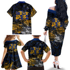 West Coast Eagles Family Matching Off The Shoulder Long Sleeve Dress and Hawaiian Shirt Urban Graffiti Street Art - Bold Abstract Spray Paint