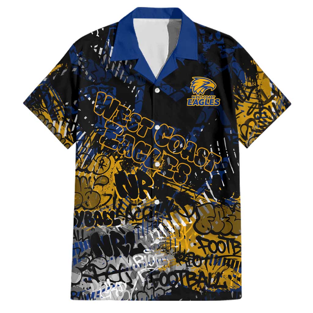 West Coast Eagles Family Matching Off The Shoulder Long Sleeve Dress and Hawaiian Shirt Urban Graffiti Street Art - Bold Abstract Spray Paint