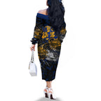 West Coast Eagles Family Matching Off The Shoulder Long Sleeve Dress and Hawaiian Shirt Urban Graffiti Street Art - Bold Abstract Spray Paint