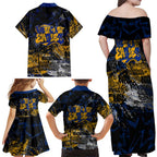 West Coast Eagles Family Matching Off Shoulder Maxi Dress and Hawaiian Shirt Urban Graffiti Street Art - Bold Abstract Spray Paint