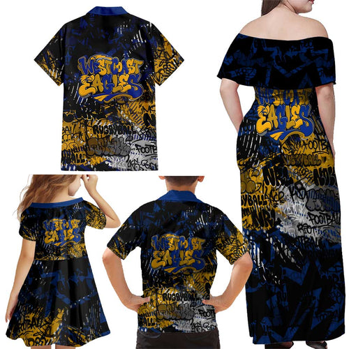 West Coast Eagles Family Matching Off Shoulder Maxi Dress and Hawaiian Shirt Urban Graffiti Street Art - Bold Abstract Spray Paint
