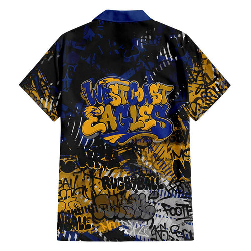 West Coast Eagles Family Matching Off Shoulder Maxi Dress and Hawaiian Shirt Urban Graffiti Street Art - Bold Abstract Spray Paint