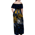 West Coast Eagles Family Matching Off Shoulder Maxi Dress and Hawaiian Shirt Urban Graffiti Street Art - Bold Abstract Spray Paint
