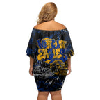 West Coast Eagles Family Matching Off Shoulder Short Dress and Hawaiian Shirt Urban Graffiti Street Art - Bold Abstract Spray Paint