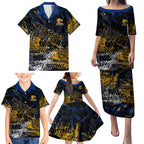 West Coast Eagles Family Matching Puletasi and Hawaiian Shirt Urban Graffiti Street Art - Bold Abstract Spray Paint