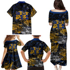 West Coast Eagles Family Matching Puletasi and Hawaiian Shirt Urban Graffiti Street Art - Bold Abstract Spray Paint