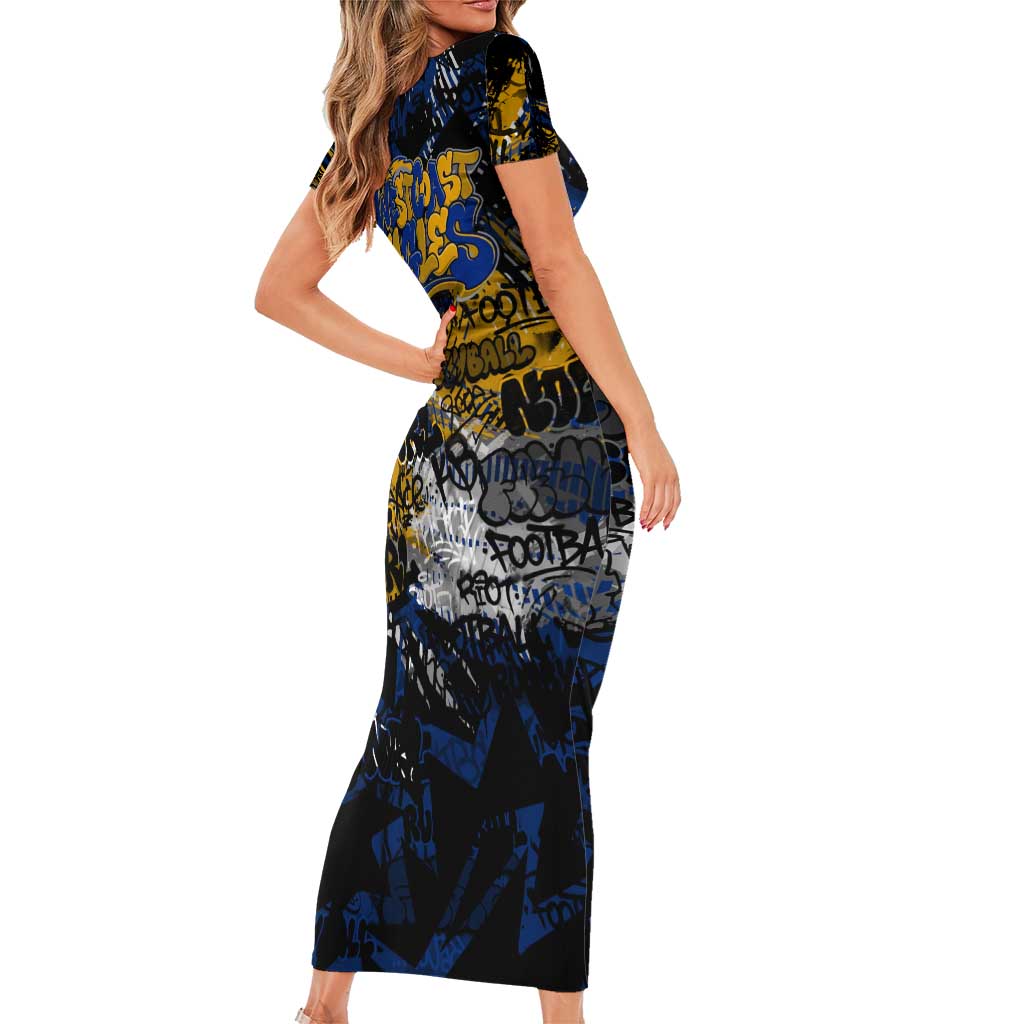 West Coast Eagles Family Matching Short Sleeve Bodycon Dress and Hawaiian Shirt Urban Graffiti Street Art - Bold Abstract Spray Paint