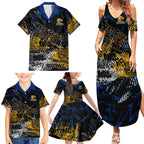 West Coast Eagles Family Matching Summer Maxi Dress and Hawaiian Shirt Urban Graffiti Street Art - Bold Abstract Spray Paint