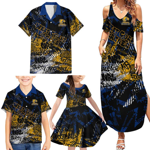 West Coast Eagles Family Matching Summer Maxi Dress and Hawaiian Shirt Urban Graffiti Street Art - Bold Abstract Spray Paint
