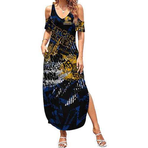 West Coast Eagles Family Matching Summer Maxi Dress and Hawaiian Shirt Urban Graffiti Street Art - Bold Abstract Spray Paint