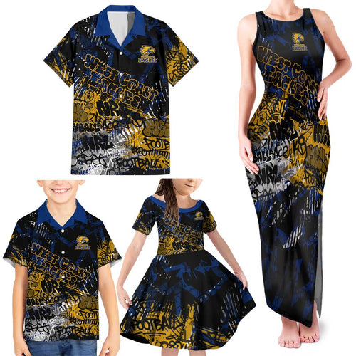 West Coast Eagles Family Matching Tank Maxi Dress and Hawaiian Shirt Urban Graffiti Street Art - Bold Abstract Spray Paint