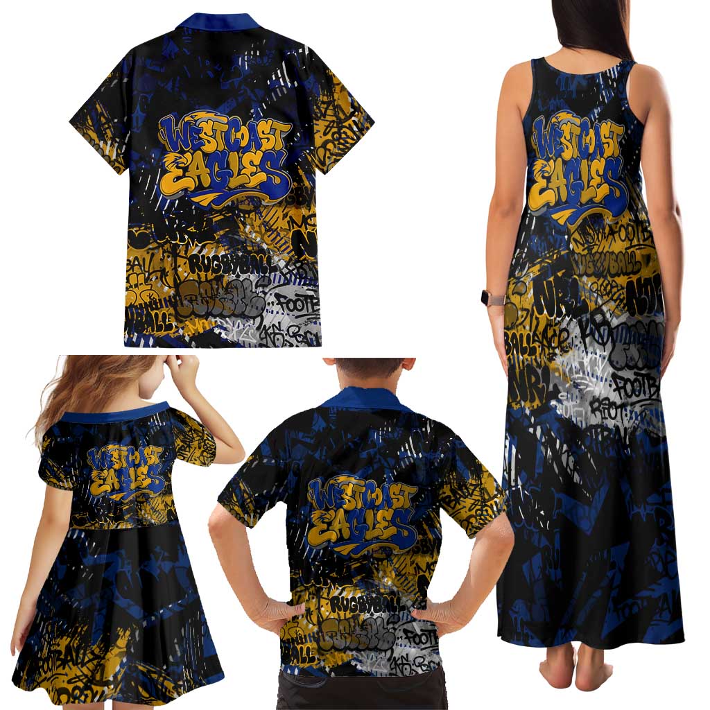 West Coast Eagles Family Matching Tank Maxi Dress and Hawaiian Shirt Urban Graffiti Street Art - Bold Abstract Spray Paint