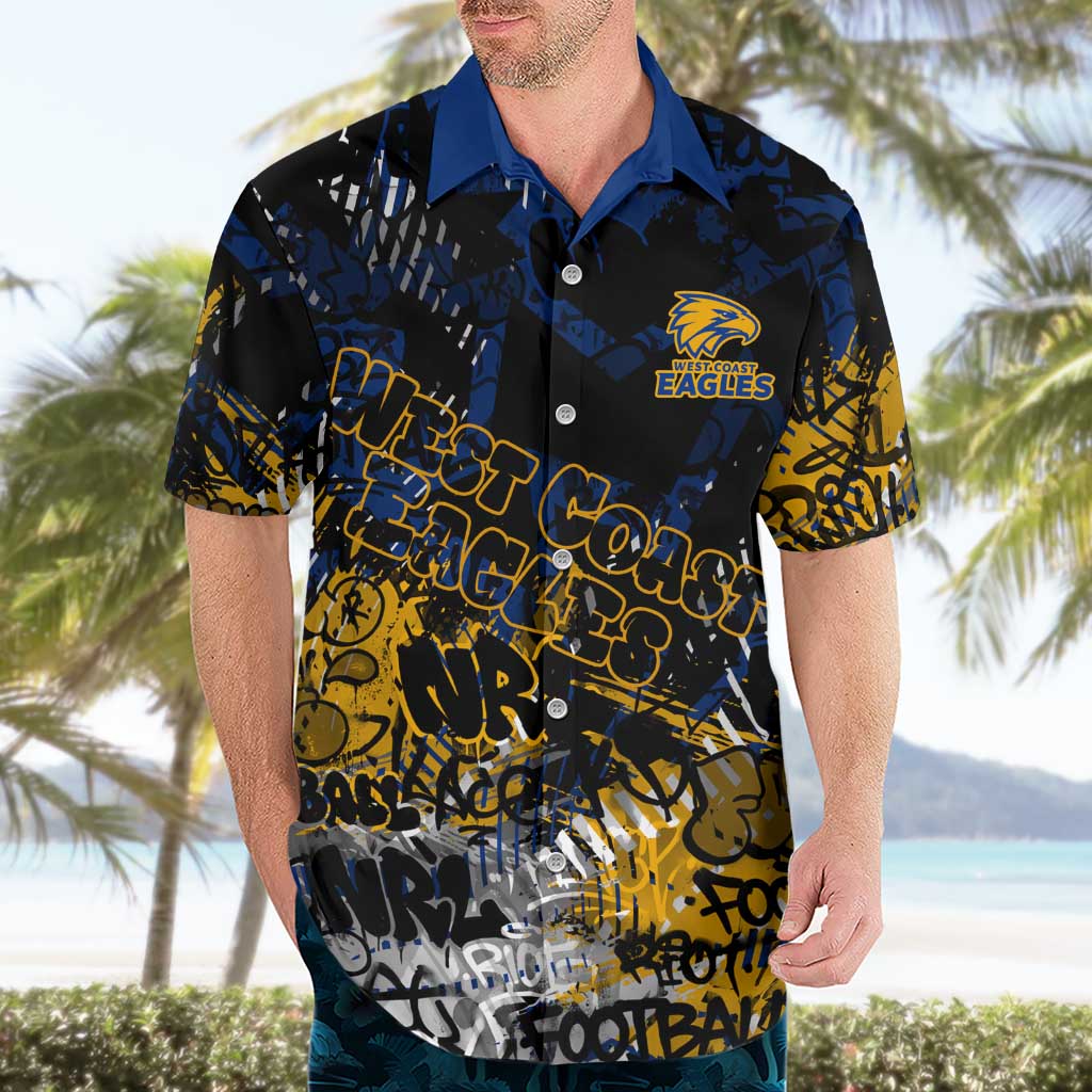 West Coast Eagles Hawaiian Shirt Urban Graffiti Street Art - Bold Abstract Spray Paint