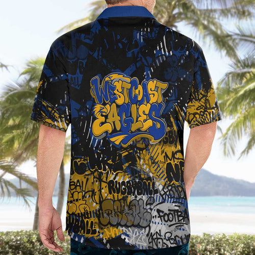 West Coast Eagles Hawaiian Shirt Urban Graffiti Street Art - Bold Abstract Spray Paint