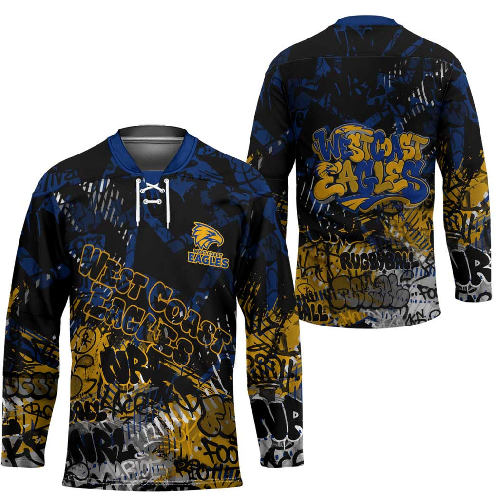 West Coast Eagles Hockey Jersey Urban Graffiti Street Art - Bold Abstract Spray Paint