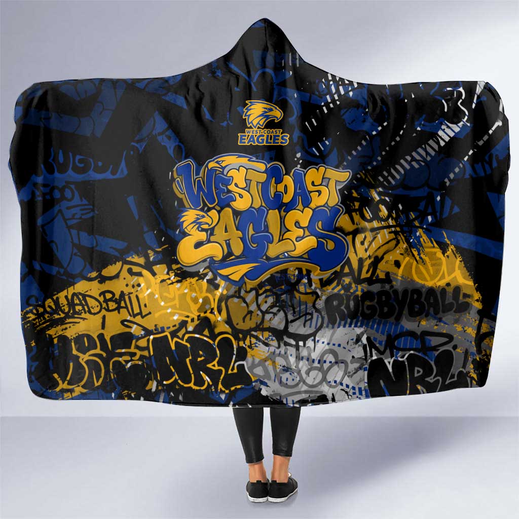 West Coast Eagles Hooded Blanket Urban Graffiti Street Art - Bold Abstract Spray Paint