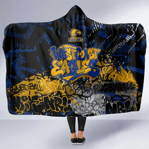 West Coast Eagles Hooded Blanket Urban Graffiti Street Art - Bold Abstract Spray Paint