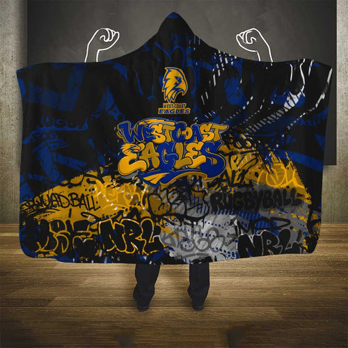 West Coast Eagles Hooded Blanket Urban Graffiti Street Art - Bold Abstract Spray Paint
