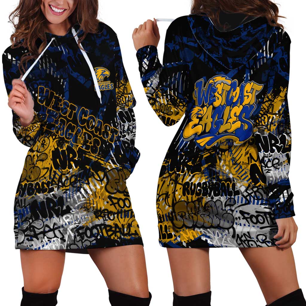 West Coast Eagles Hoodie Dress Urban Graffiti Street Art - Bold Abstract Spray Paint