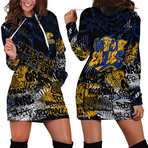 West Coast Eagles Hoodie Dress Urban Graffiti Street Art - Bold Abstract Spray Paint