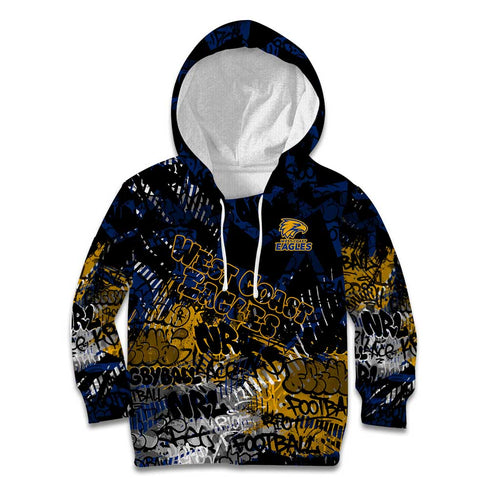West Coast Eagles Kid Hoodie Urban Graffiti Street Art - Bold Abstract Spray Paint
