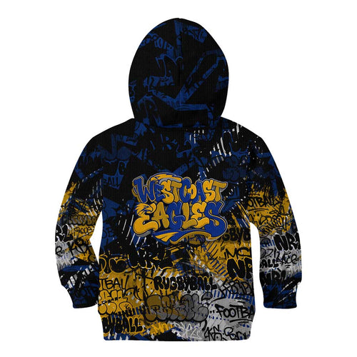 West Coast Eagles Kid Hoodie Urban Graffiti Street Art - Bold Abstract Spray Paint