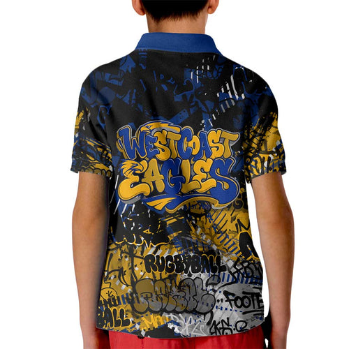 West Coast Eagles Kid Polo Shirt Urban Graffiti Street Art - Bold Abstract Spray Paint