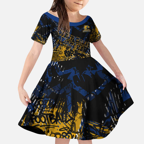 West Coast Eagles Kid Short Sleeve Dress Urban Graffiti Street Art - Bold Abstract Spray Paint