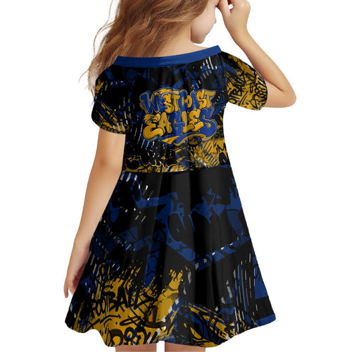 West Coast Eagles Kid Short Sleeve Dress Urban Graffiti Street Art - Bold Abstract Spray Paint