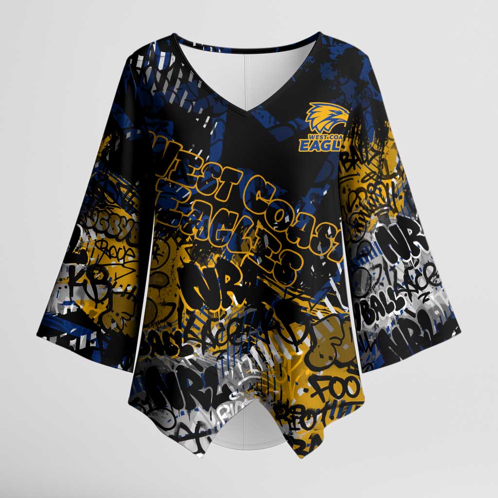 West Coast Eagles Kimono Sleeve Blouse Urban Graffiti Street Art - Bold Abstract Spray Paint