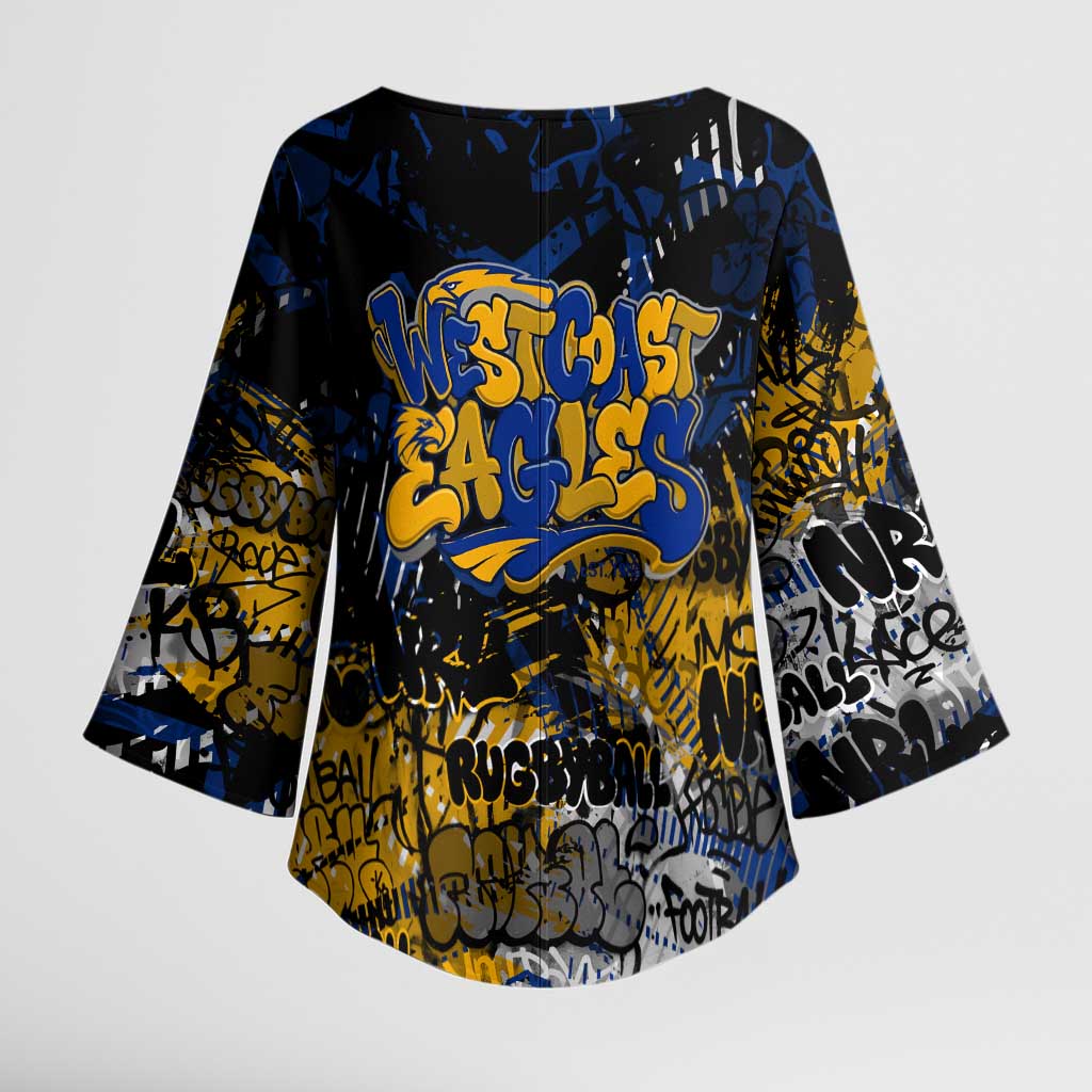 West Coast Eagles Kimono Sleeve Blouse Urban Graffiti Street Art - Bold Abstract Spray Paint