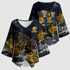 West Coast Eagles Kimono Sleeve Blouse Urban Graffiti Street Art - Bold Abstract Spray Paint
