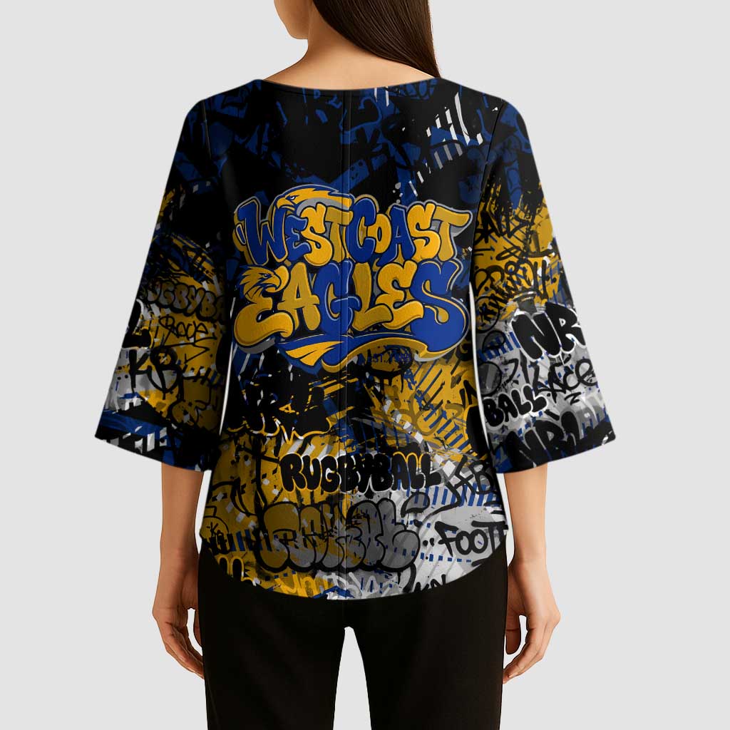 West Coast Eagles Kimono Sleeve Blouse Urban Graffiti Street Art - Bold Abstract Spray Paint