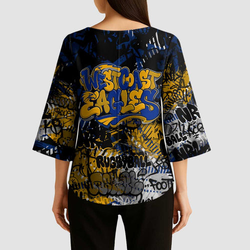 West Coast Eagles Kimono Sleeve Blouse Urban Graffiti Street Art - Bold Abstract Spray Paint