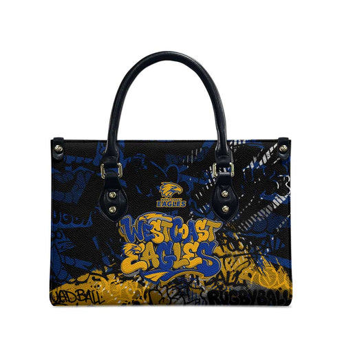 West Coast Eagles Leather Bag Urban Graffiti Street Art - Bold Abstract Spray Paint