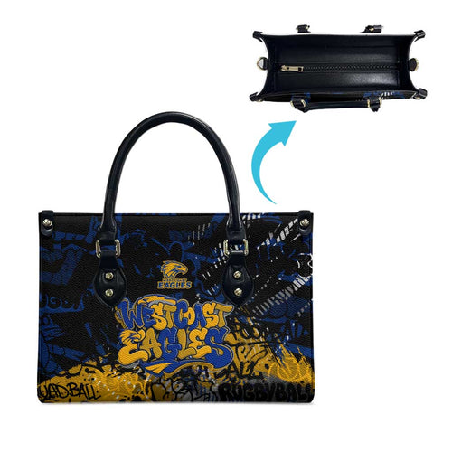 West Coast Eagles Leather Bag Urban Graffiti Street Art - Bold Abstract Spray Paint