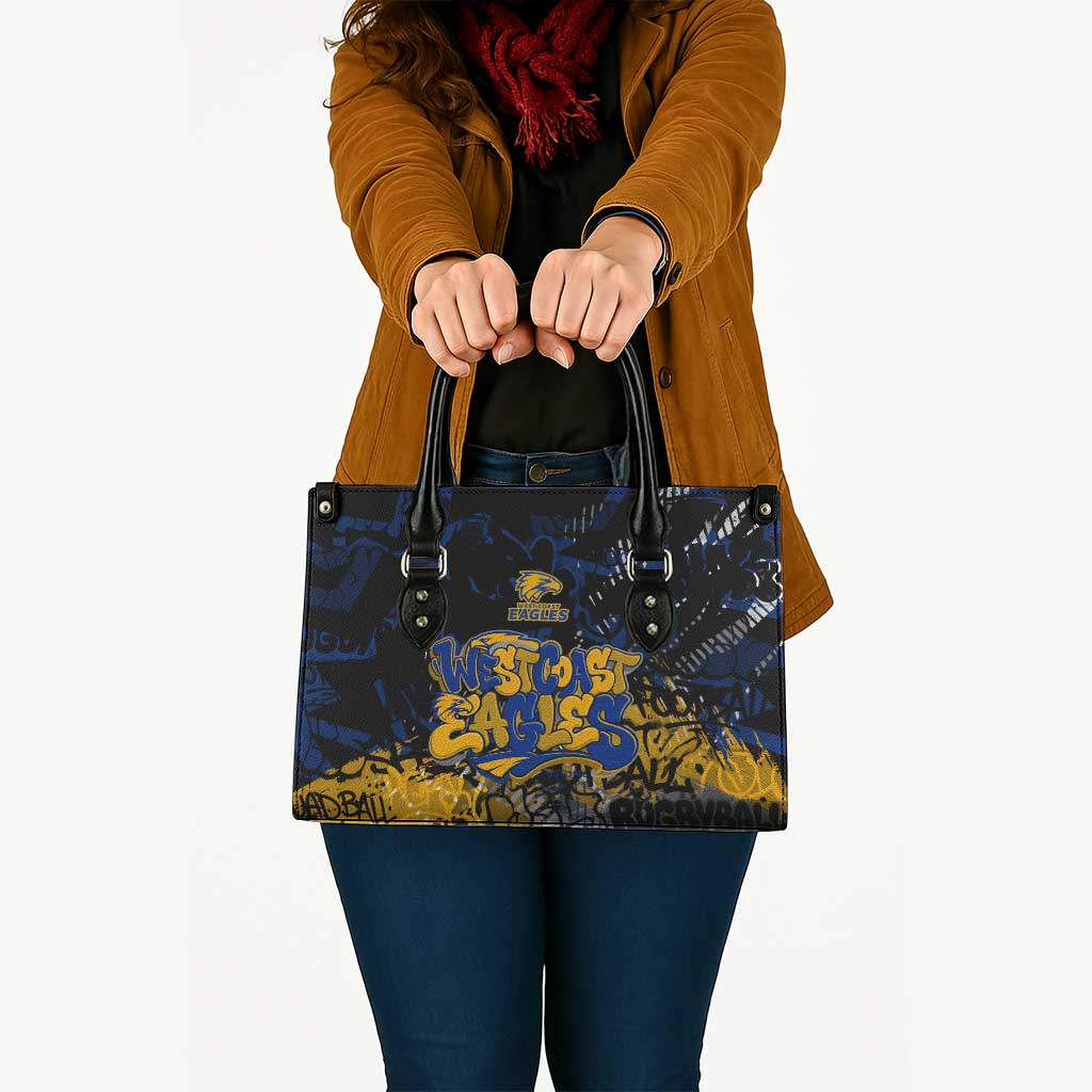West Coast Eagles Leather Bag Urban Graffiti Street Art - Bold Abstract Spray Paint