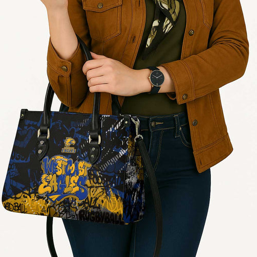 West Coast Eagles Leather Bag Urban Graffiti Street Art - Bold Abstract Spray Paint