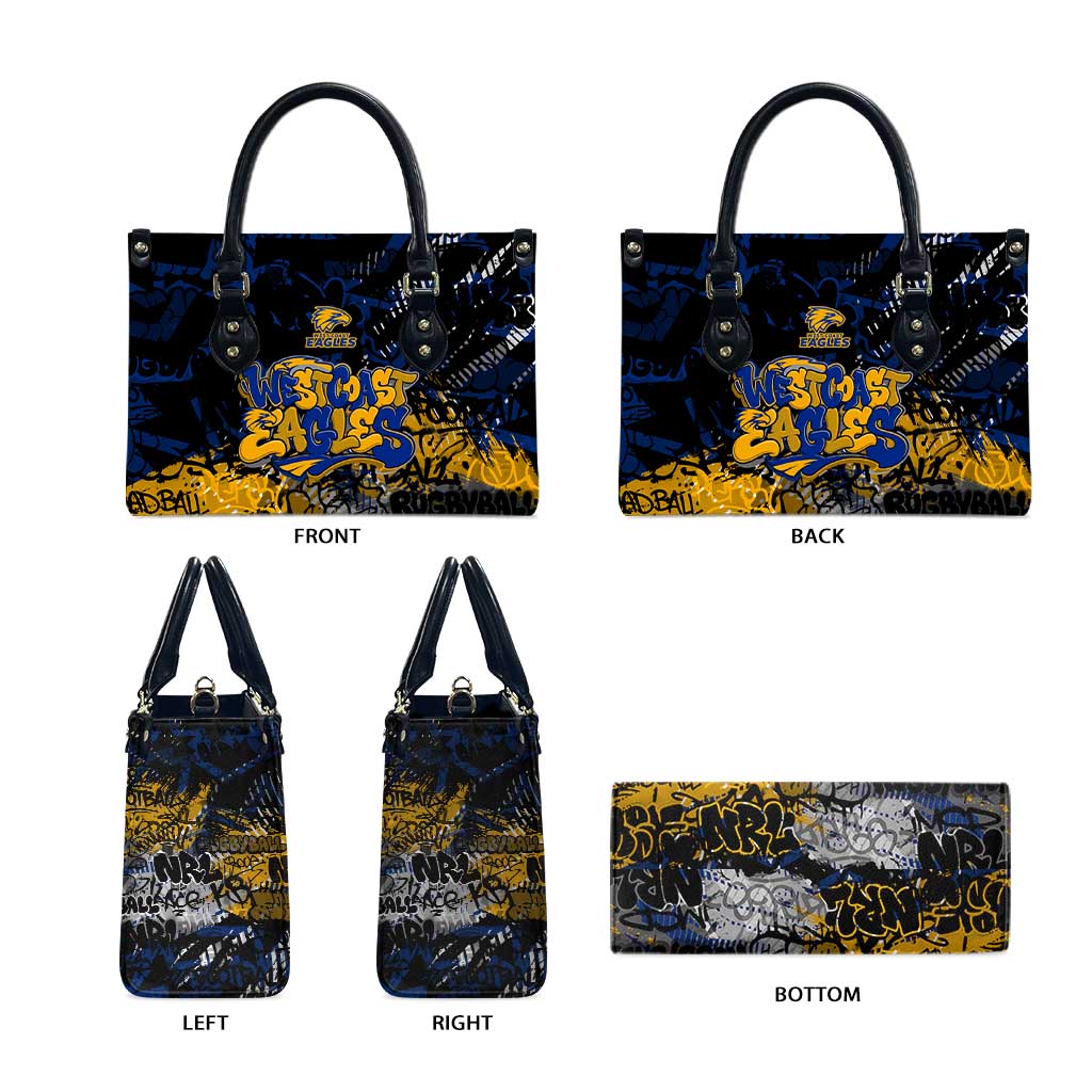 West Coast Eagles Leather Bag Urban Graffiti Street Art - Bold Abstract Spray Paint