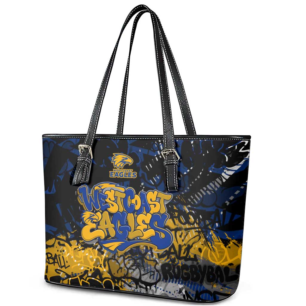 West Coast Eagles Leather Tote Bag Urban Graffiti Street Art - Bold Abstract Spray Paint