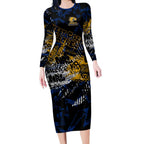 West Coast Eagles Long Sleeve Bodycon Dress Urban Graffiti Street Art - Bold Abstract Spray Paint