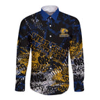 West Coast Eagles Long Sleeve Button Shirt Urban Graffiti Street Art - Bold Abstract Spray Paint