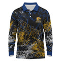 West Coast Eagles Long Sleeve Polo Shirt Urban Graffiti Street Art - Bold Abstract Spray Paint